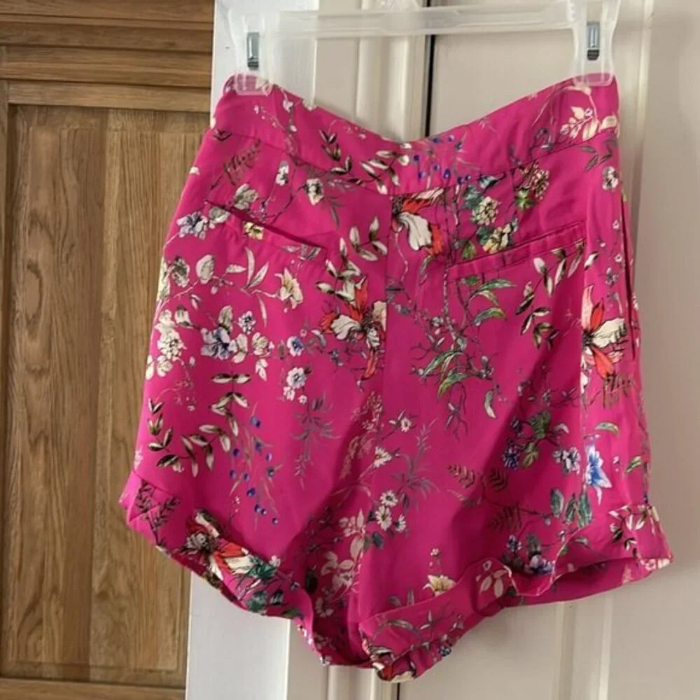 GENERATION LOVE XS pink floral rolled cream cuff shorts